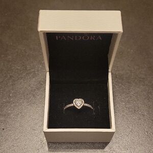 Pandora Silver Heart Ring with Sparkling Accents